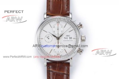Perfect Replica IWC Portofino White Dial Brown Leather Strap Swiss Watches